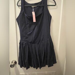 Qinsen  Navy Blue Sleeveless Women’s Tennis Dress